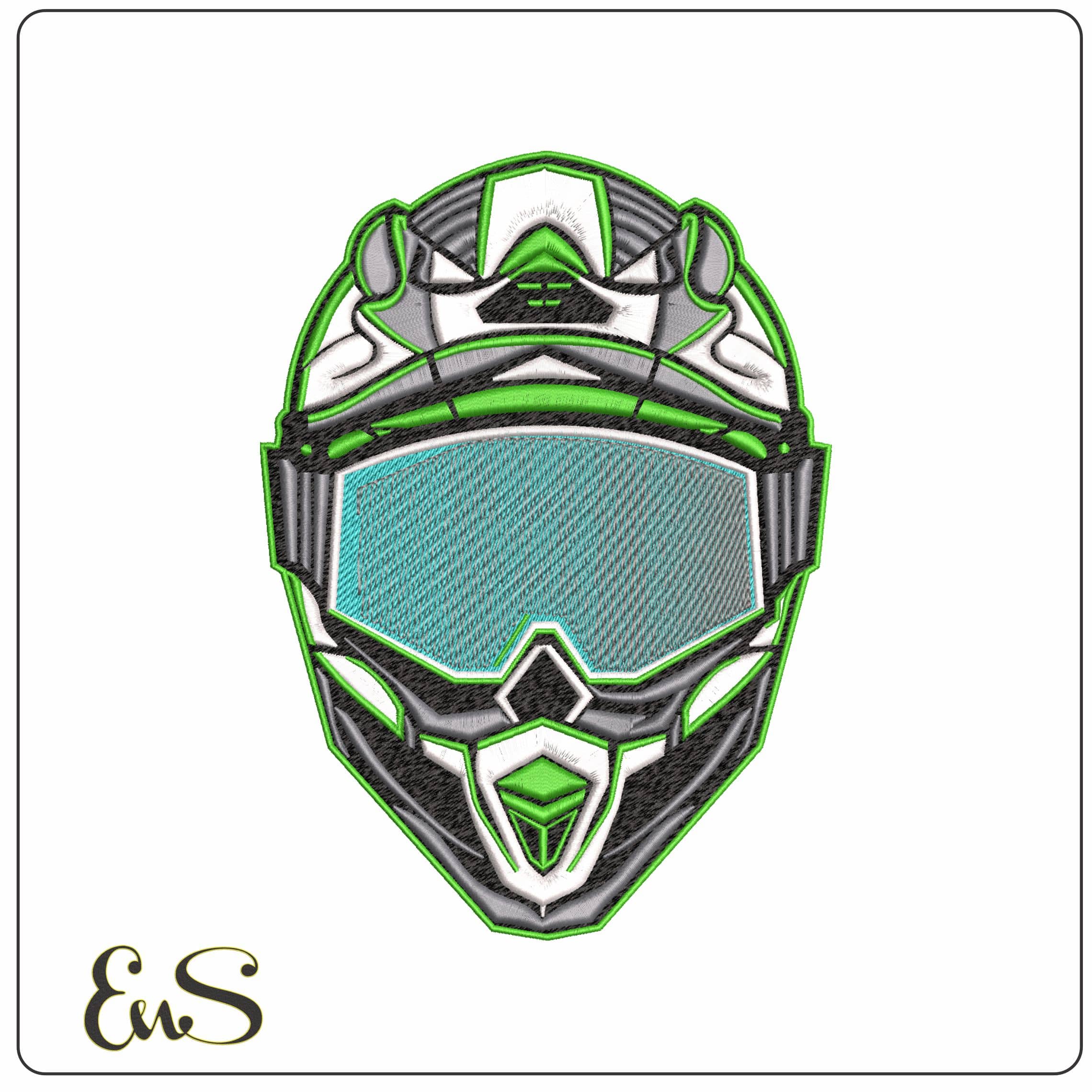 Motocross Crash Helmet - Elegant embroidery design file - instant download