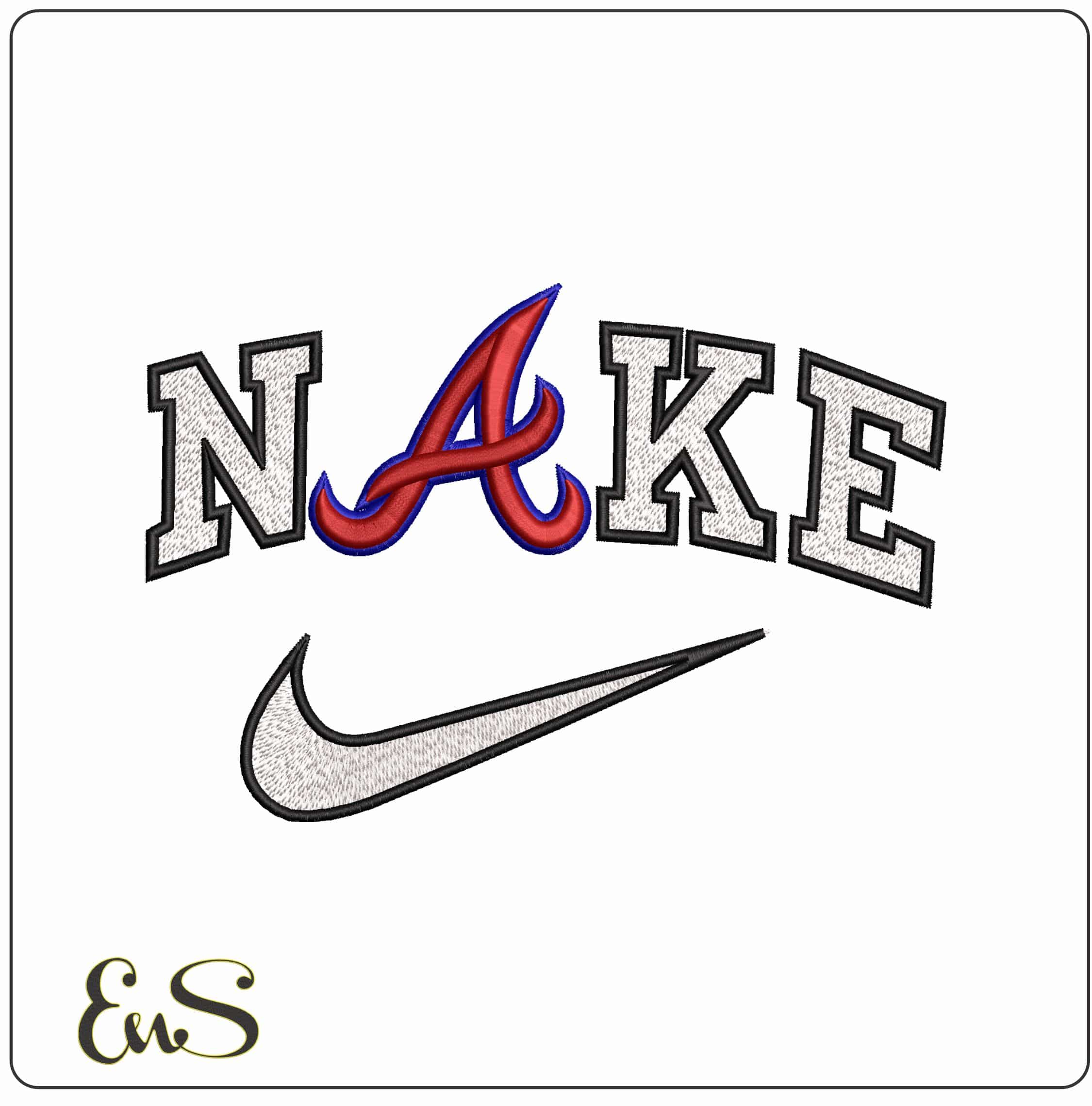 Nike Atlanta Braves 3d - Elegant embroidery design file - instant download