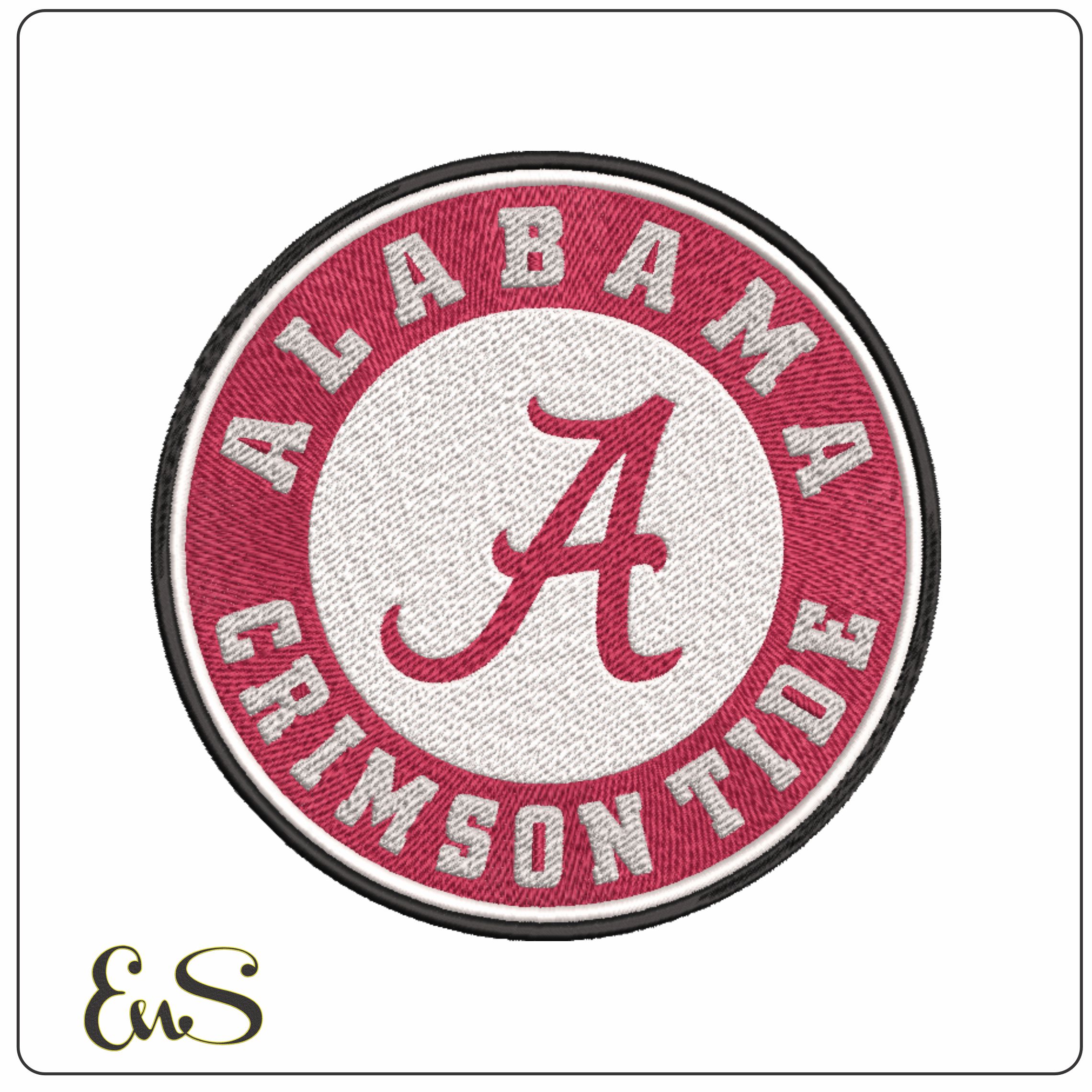 Alabama Crimson Tide Circle Script A Emblem Embroidery Design