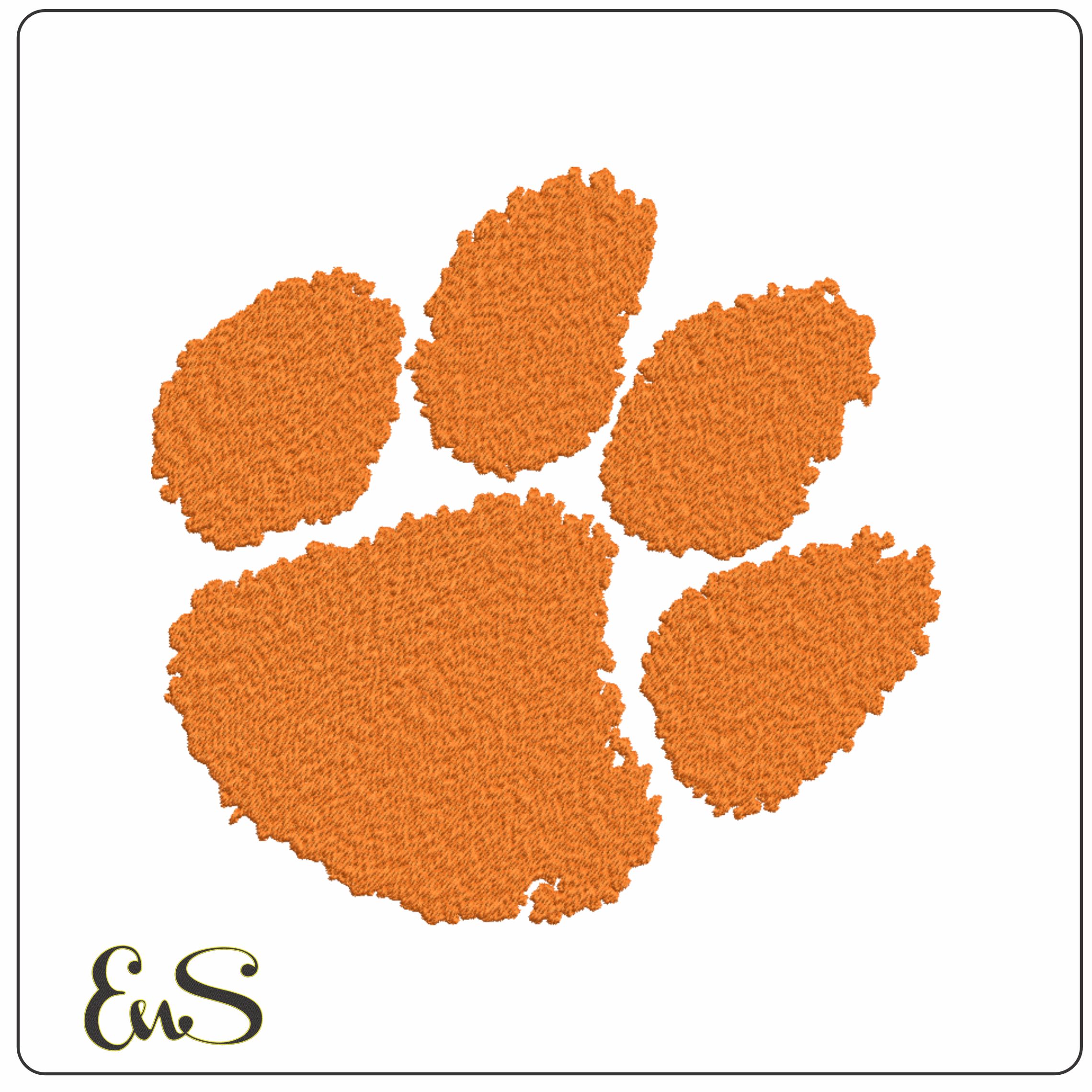 Clemson Tigers Orange Tiger Paw Logo Embroidery Design