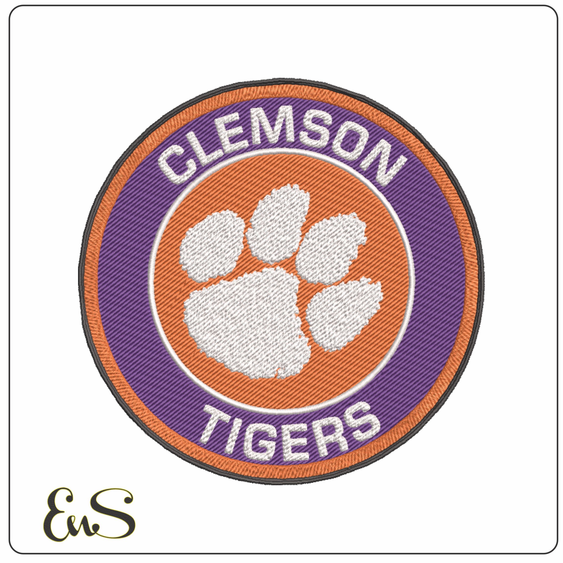 Clemson Tigers Round Paw Emblem Embroidery Design