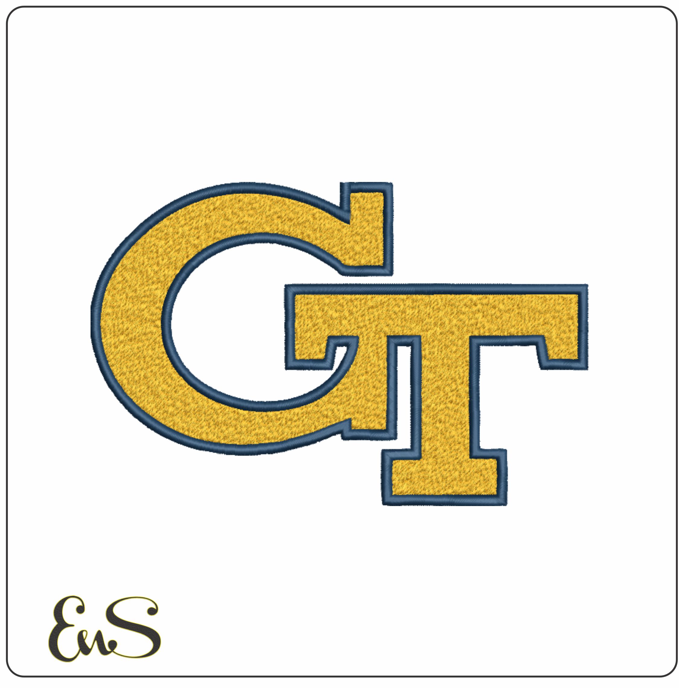 Georgia Tech Yellow Jackets Interlocking GT Logo Embroidery Design
