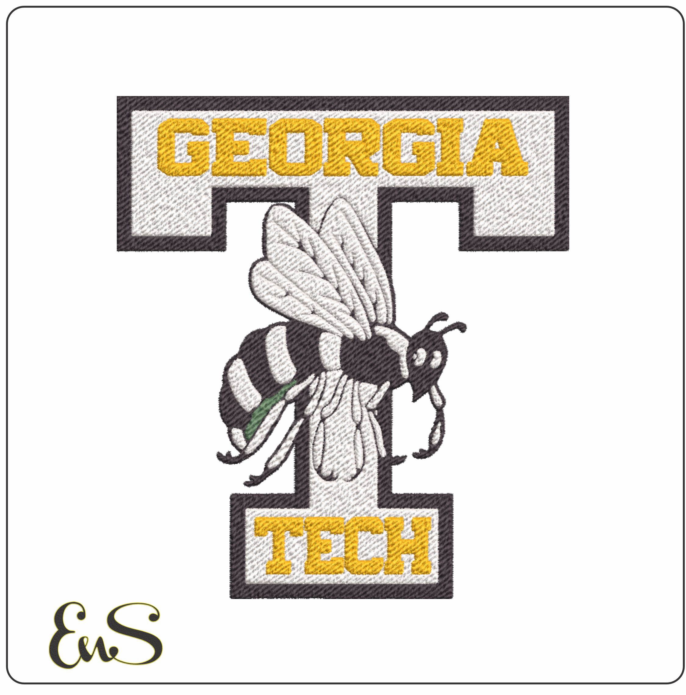 Georgia Tech Yellow Jackets 1964 Yellow Jacket on Block T Embroidery Design