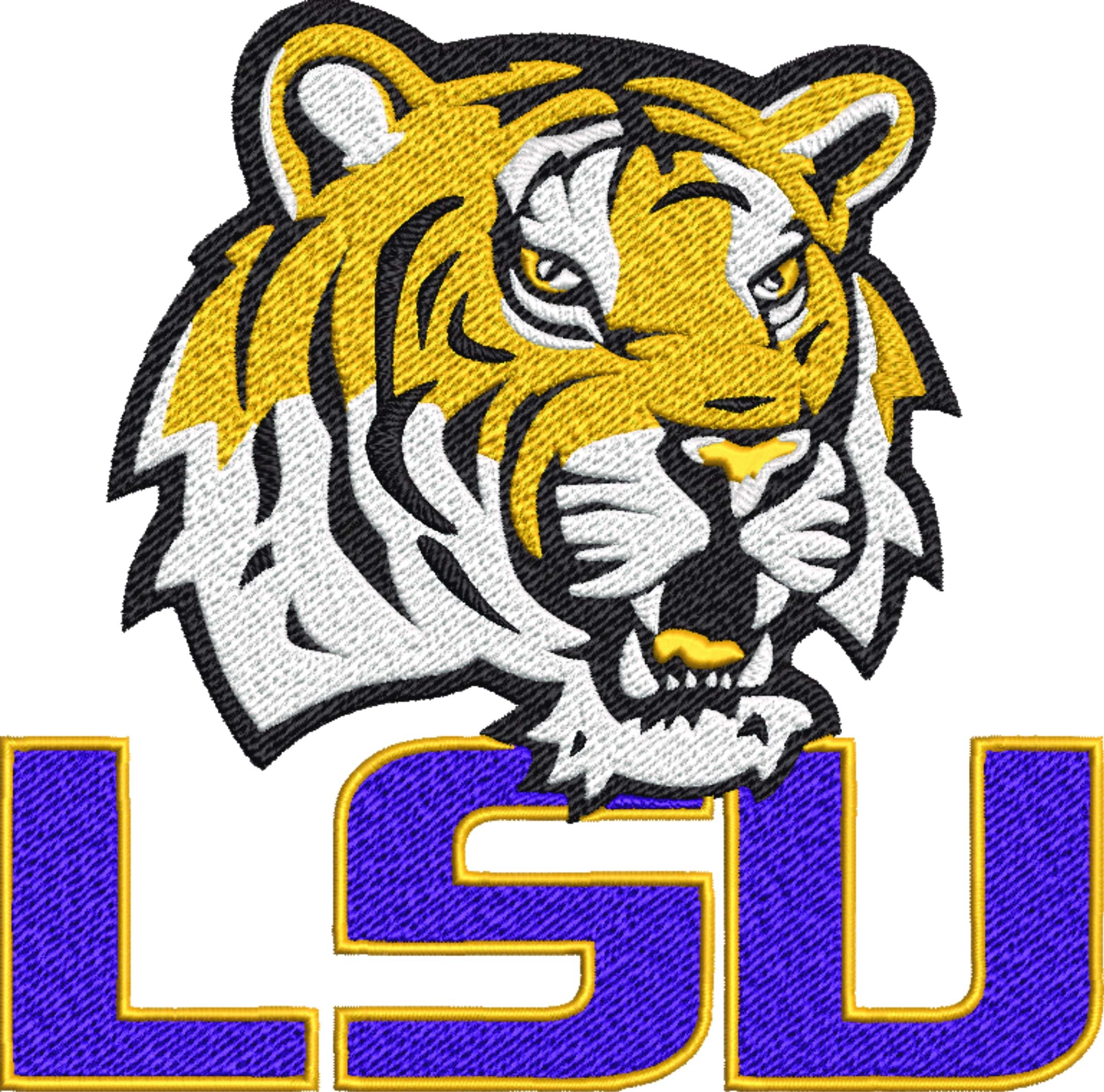 LSU Tigers 2007 Tiger Head over LSU Logo Embroidery Design