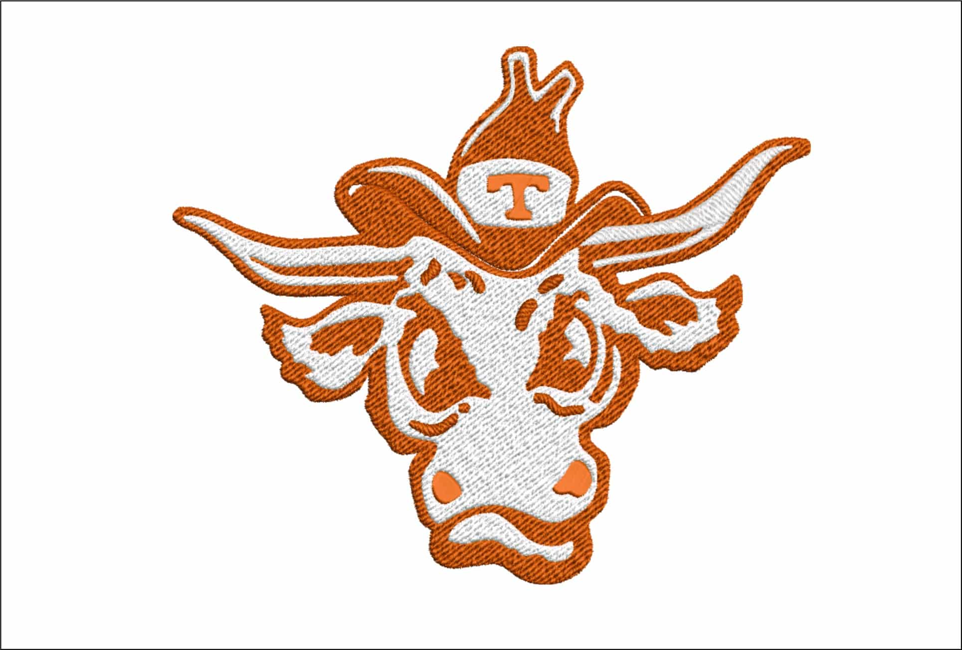 Texas Longhorns Cowboy Hat Longhorn Mascot Embroidery Design