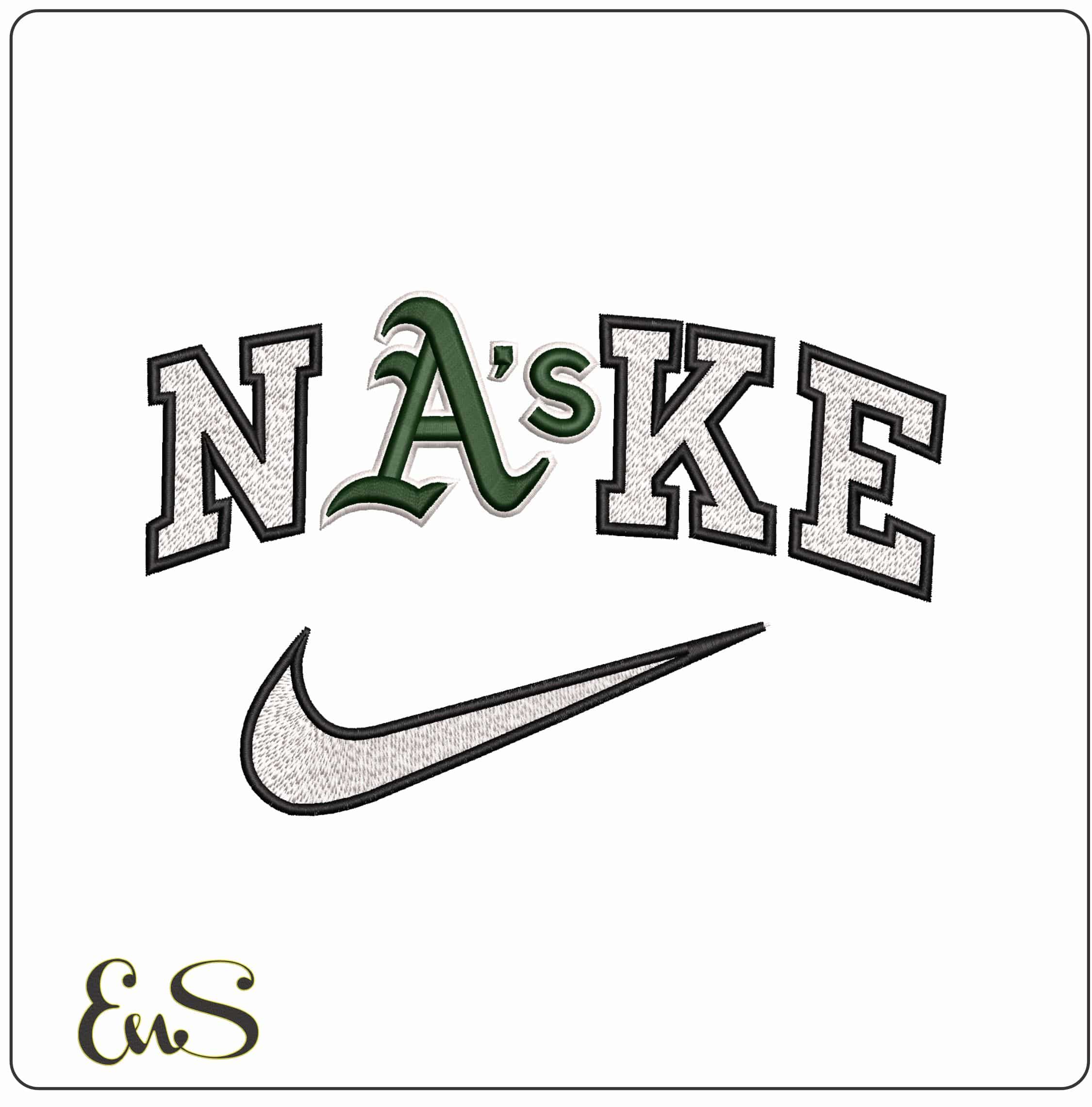 Nike Oakland Athletics 3D MLB - Elegant embroidery design file - instant download