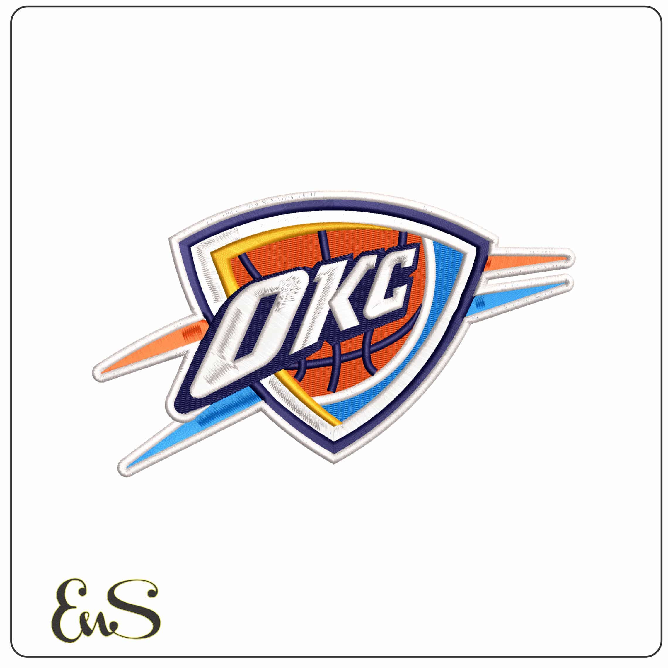 Oklahoma City Thunder OKC Shield Embroidery Design