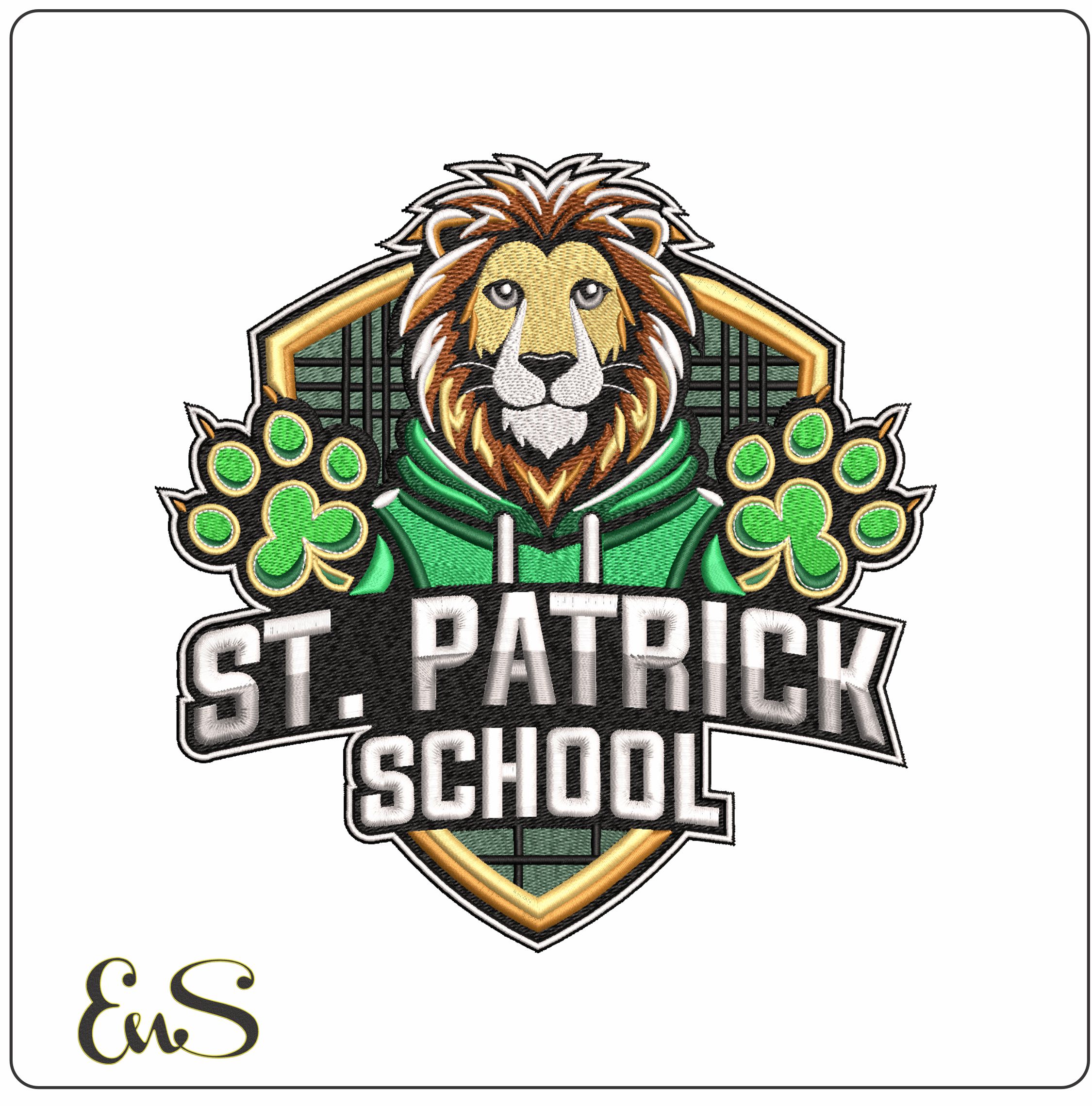 St Patrick School  - Elegant embroidery design file - instant download