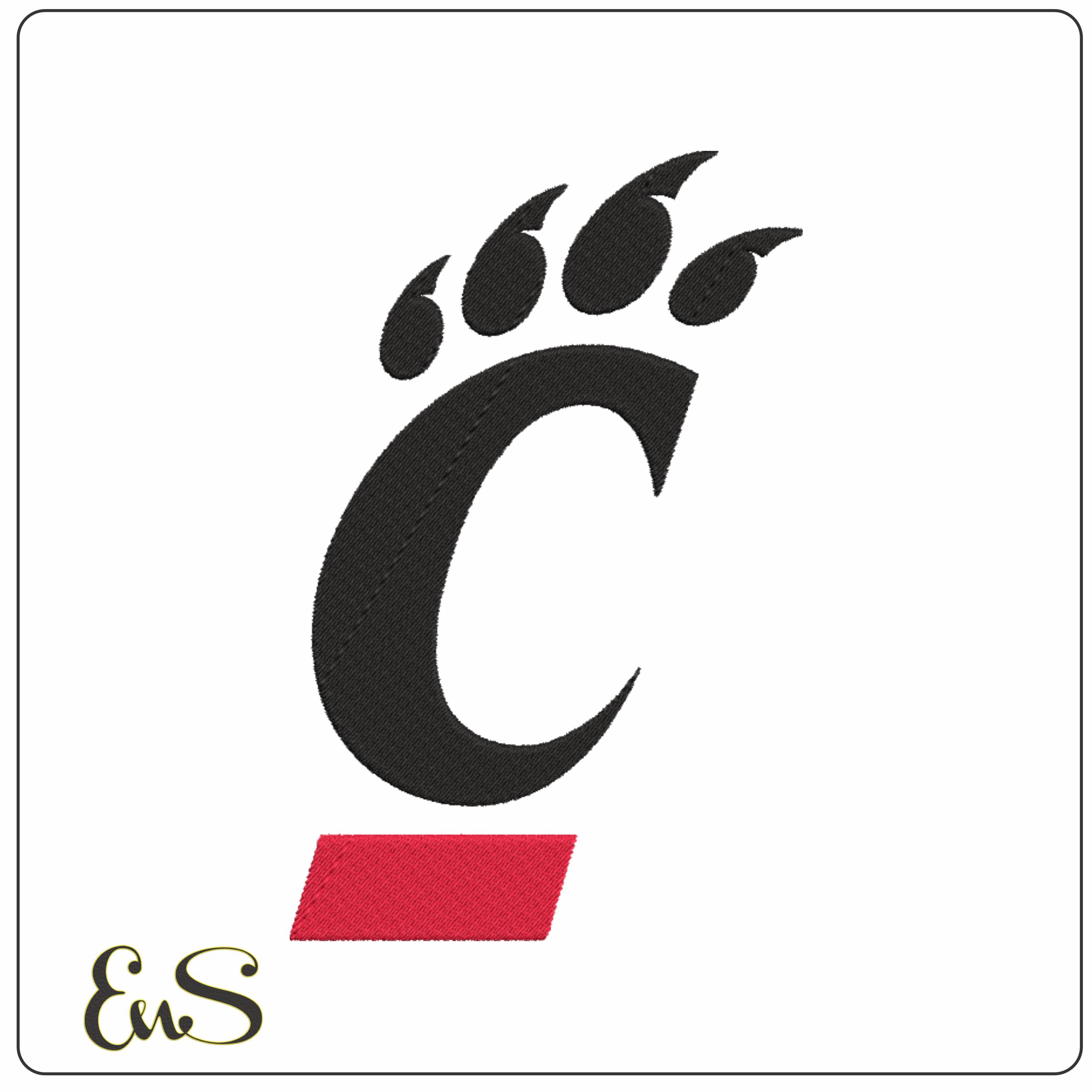 Cincinnati Bearcats Paw C Logo Embroidery Design