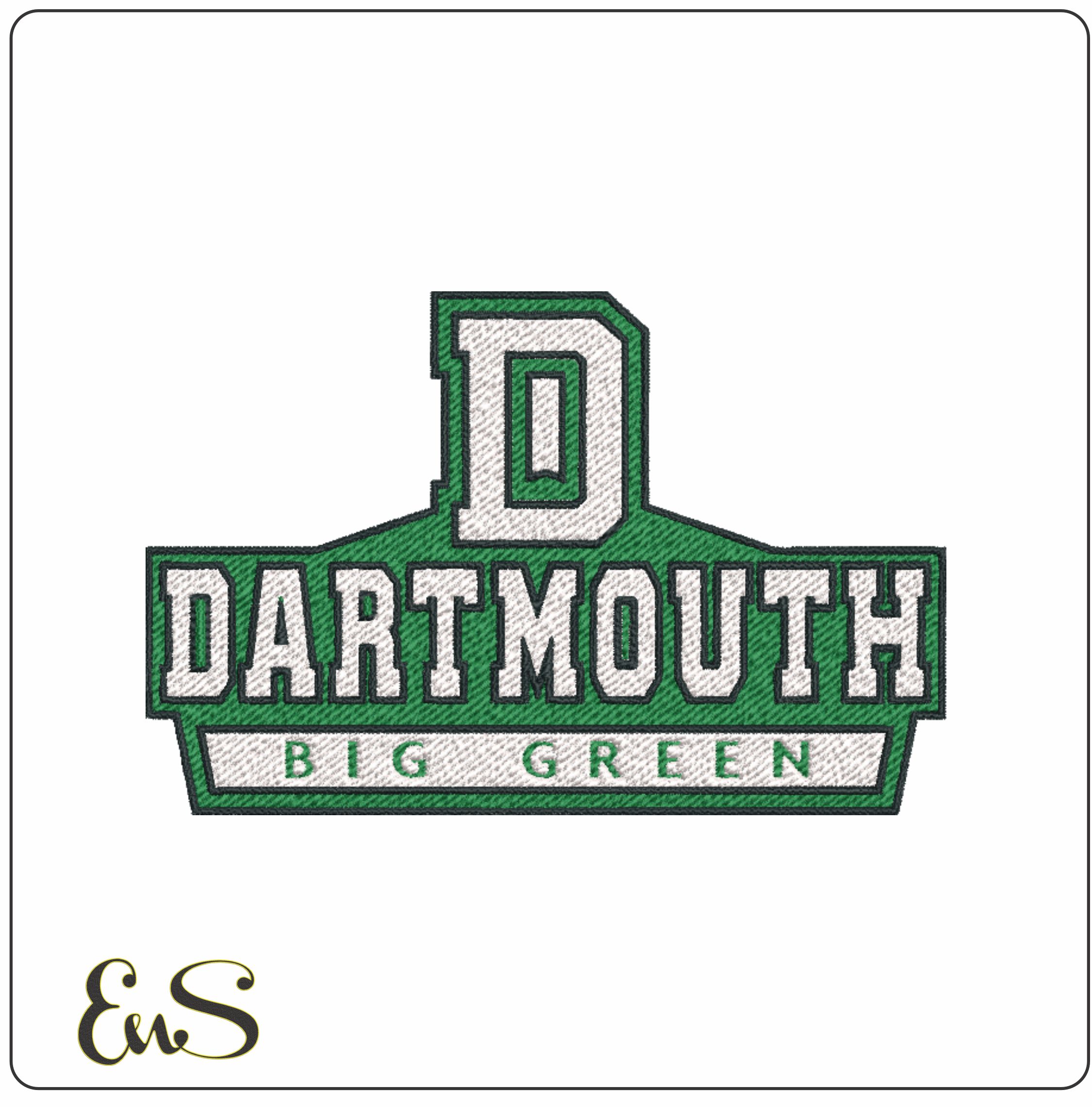 Dartmouth Big Green D with Banner Embroidery Design