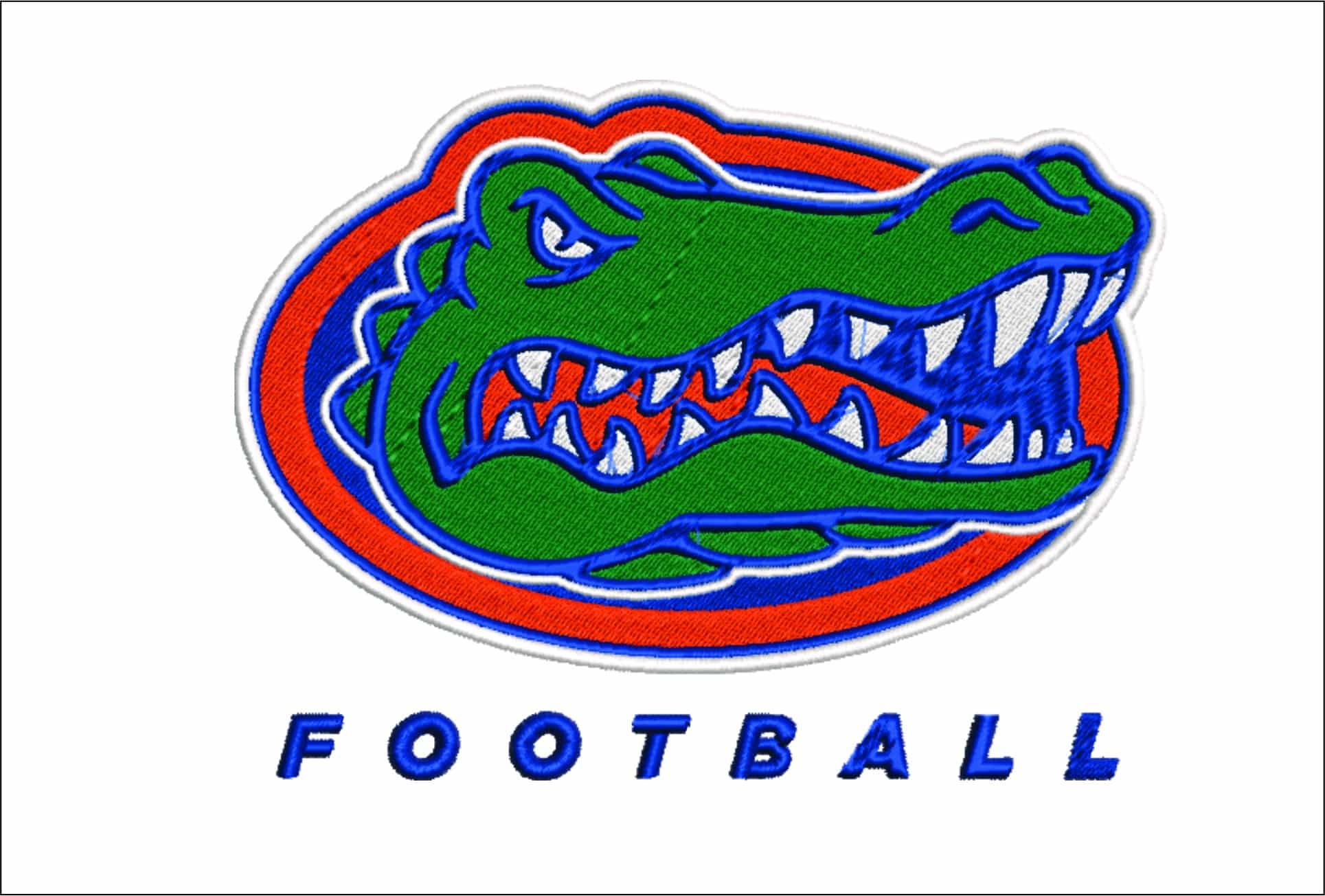 Florida Gators Oval Gator Head with FOOTBALL Text Embroidery Design