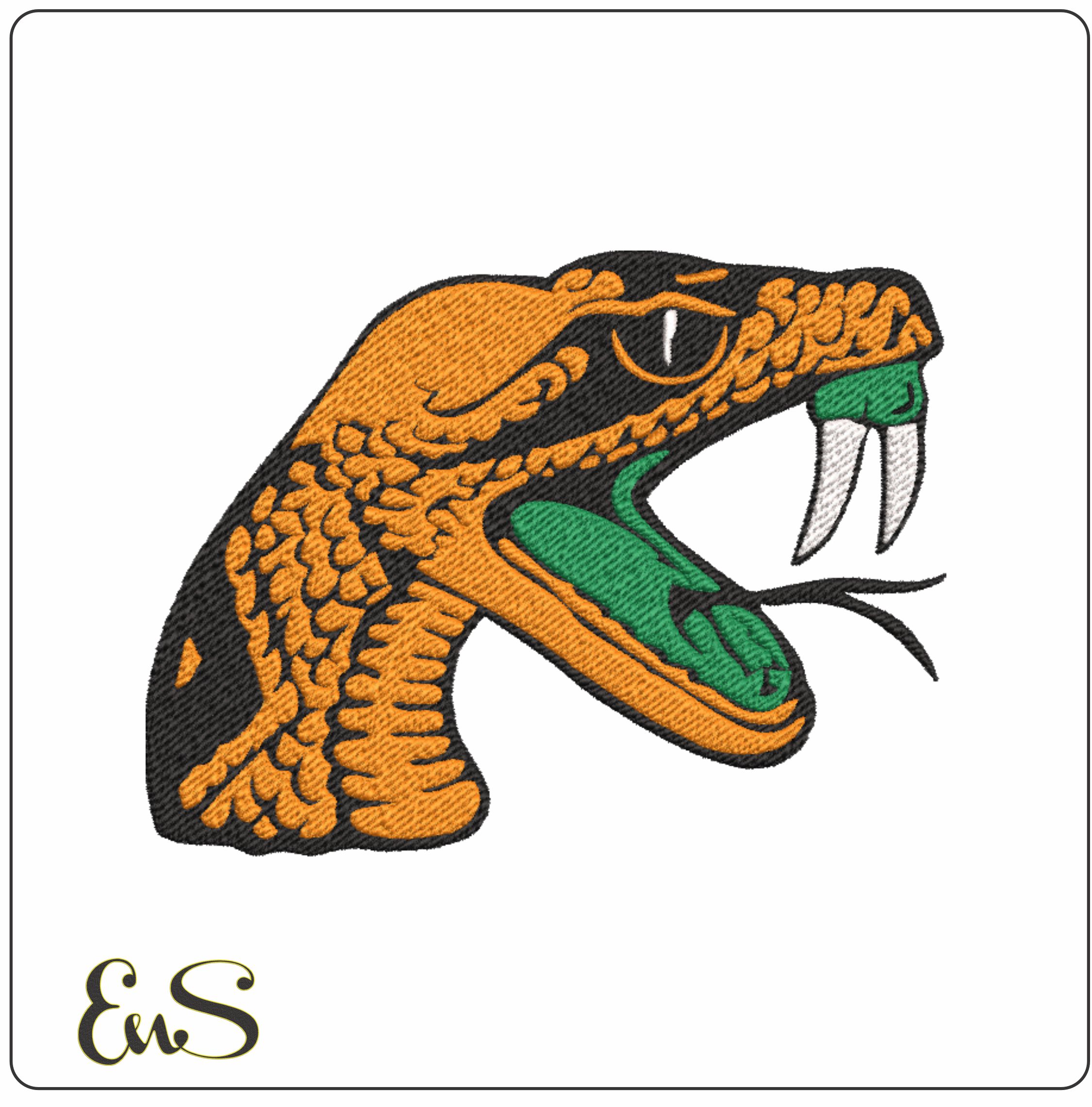FAMU Rattlers Snake Head Mascot Embroidery Design