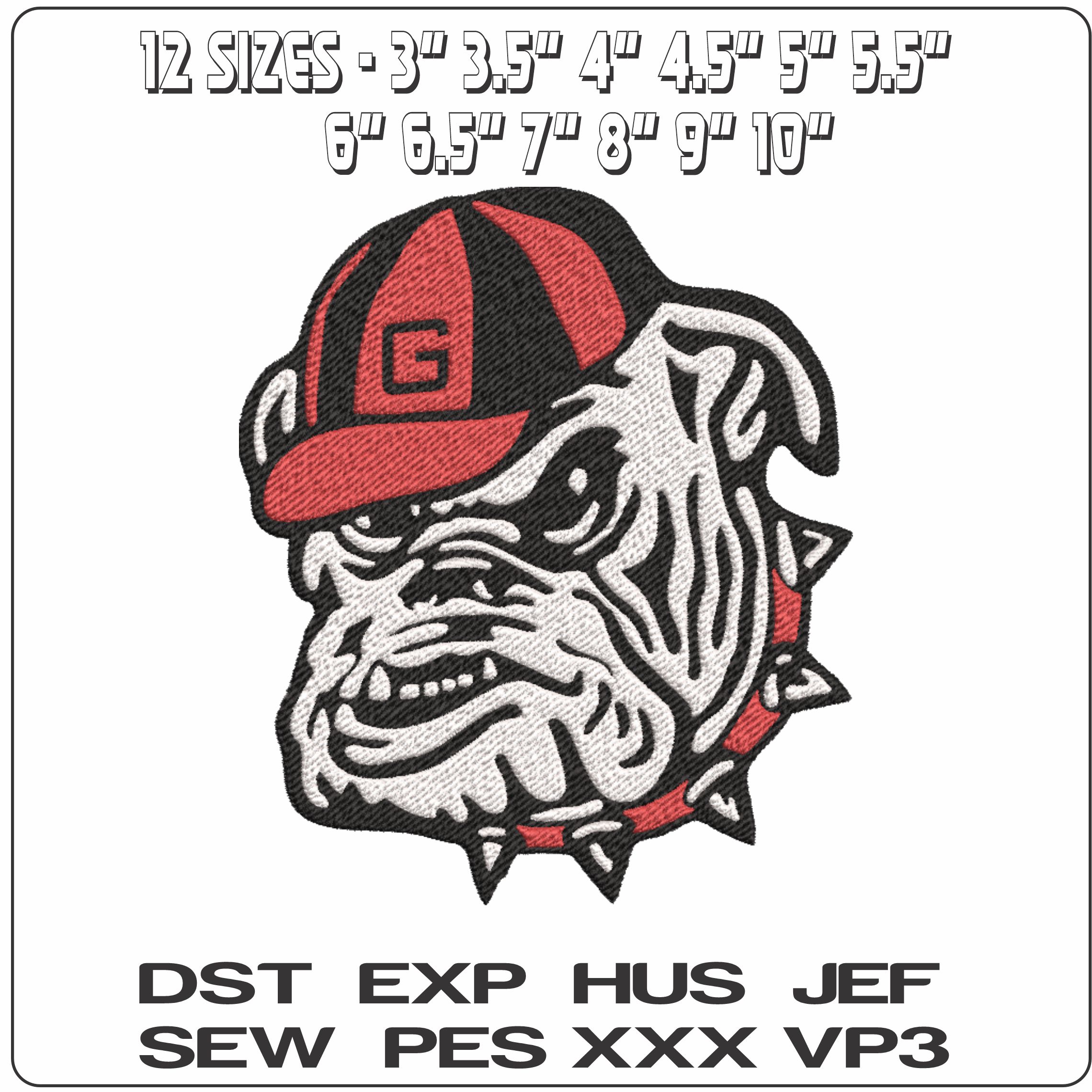 Georgia Bulldogs Bulldog in G Cap Mascot Embroidery Design