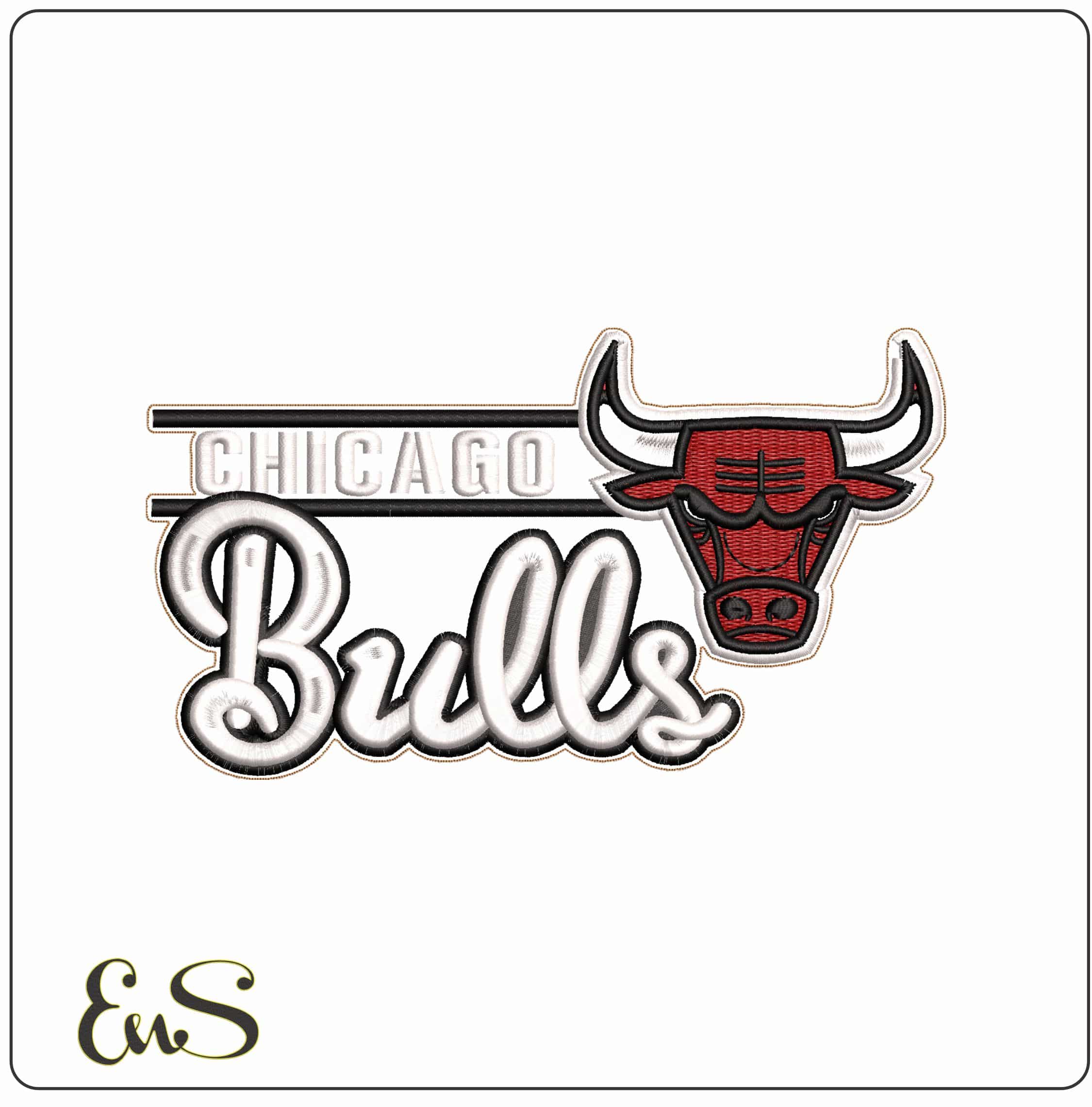 Chicago Bulls With Bull Head - Elegant embroidery design file - instant download