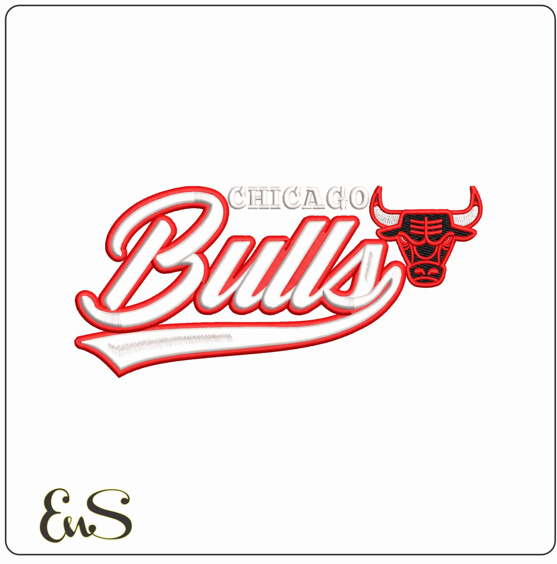 Chicago Bulls With Bull Head and Name - Elegant embroidery design file - instant download
