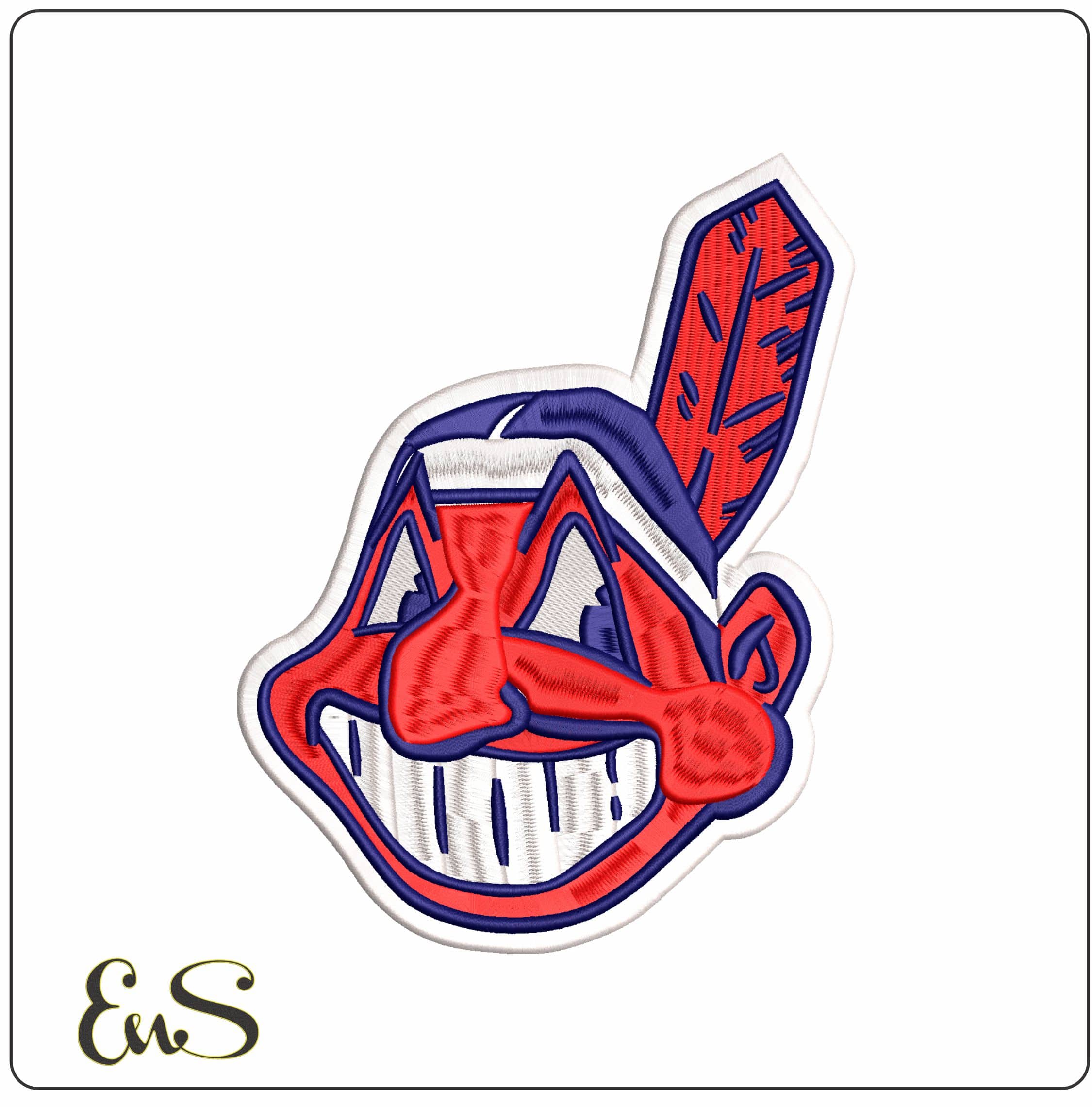 Chief Wahoo Cleveland Indians MLB - Elegant embroidery design file - instant download