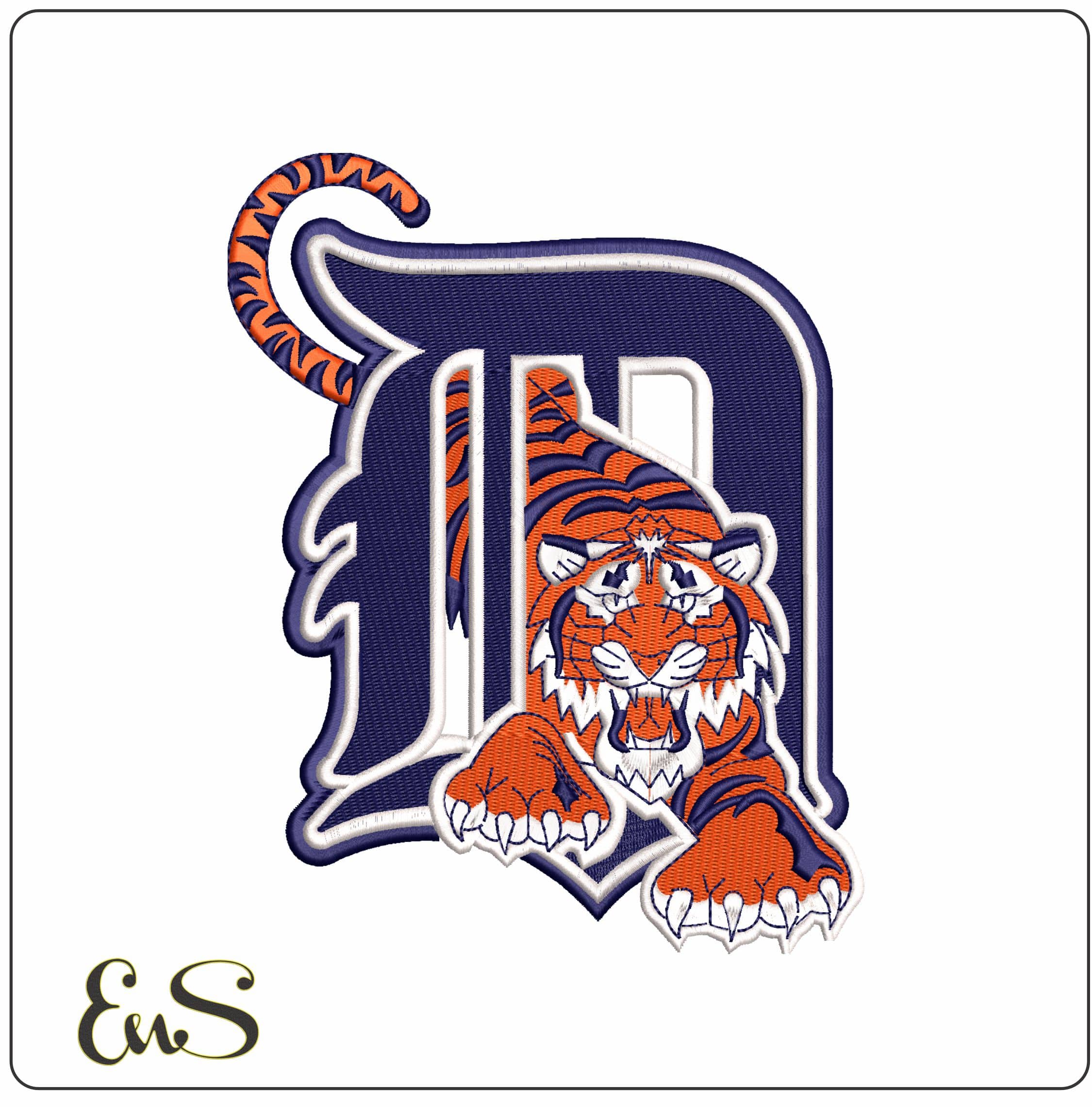 Detroit Tigers D Crouching Tiger MLB - Elegant embroidery design file - instant download
