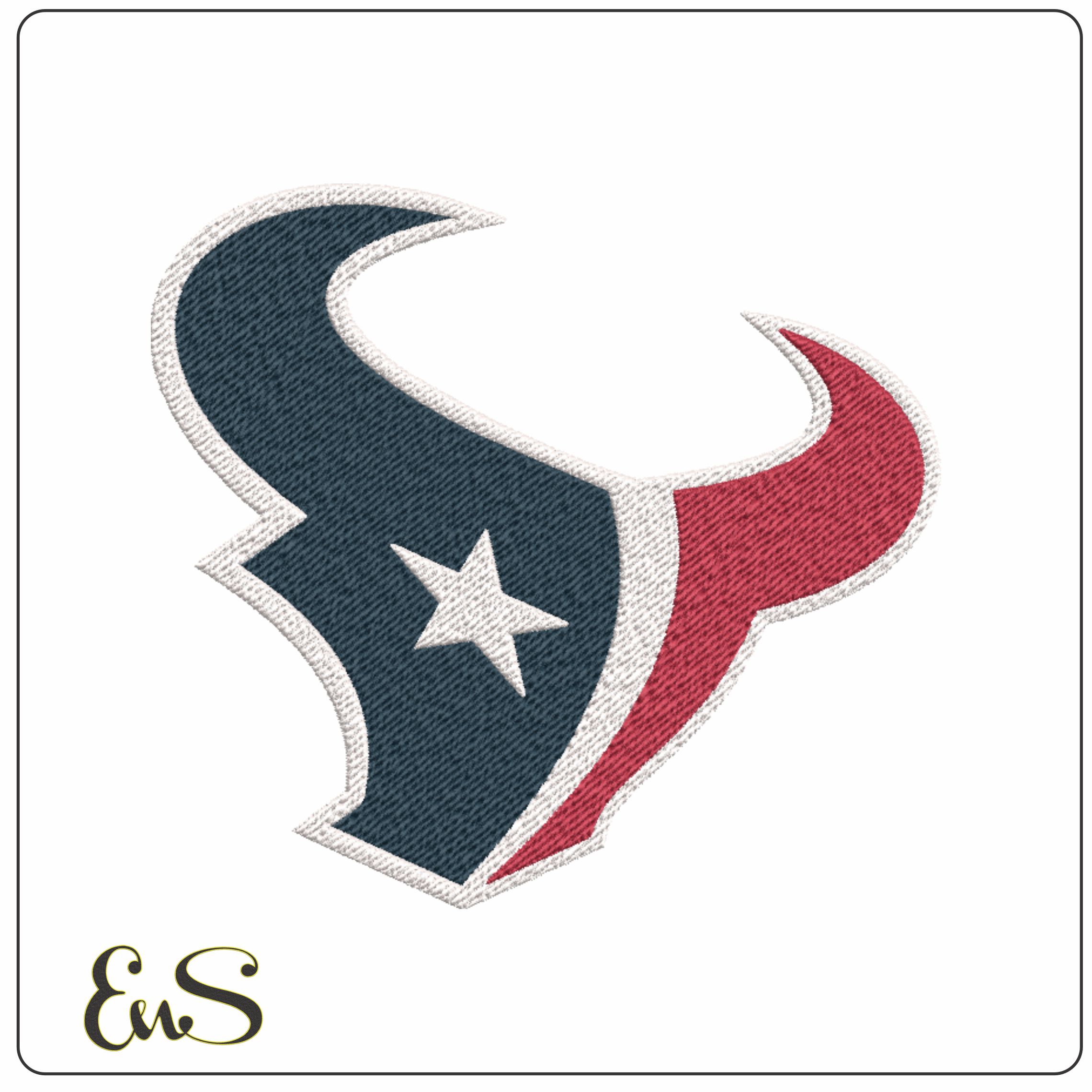 Houston Texans Bull Head Star Logo Embroidery Design